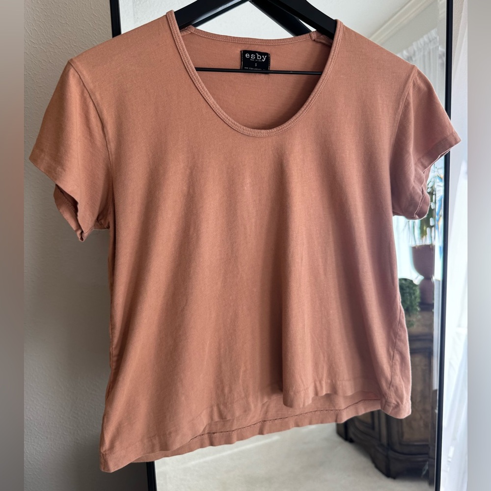 Esby Jane Cotton Tee Camel S Made in USA